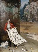 Augustus e.mulready A London news boy oil painting